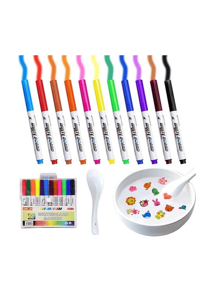 12 Pcs Magical Water Painting Pen, Magical Floating Ink Pen, A Watercolor Pen That Can Float in The Water, Magic Doodle Drawing Floating Marker Pens Toys Gifts for 3-12 Year Old Boys Girls Toddlers